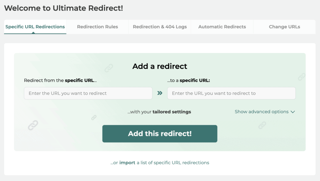 Add redirection links